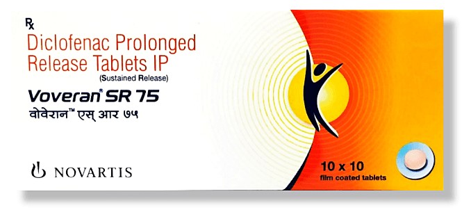 ボルタレンジェネリック 75mg（Voveran SR：ヴォヴェランSR）100錠 1箱