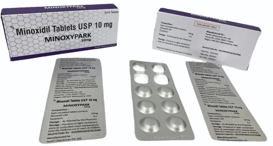 FDA承認 男性型脱毛（AGA）ミノキシジルタブレット (Minoxypark) 10mg 30錠