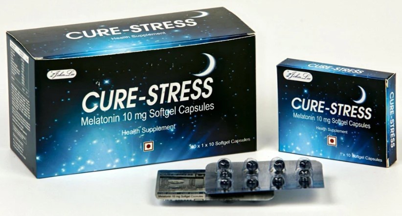 睡眠誘導剤メラトニン10mg Cure-stress 100 softgel capsule